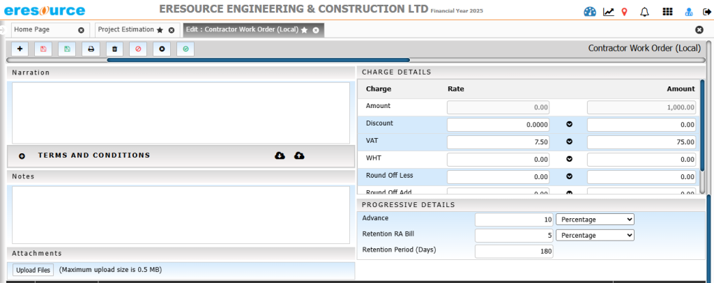 Retention, deductions & advance adjustment