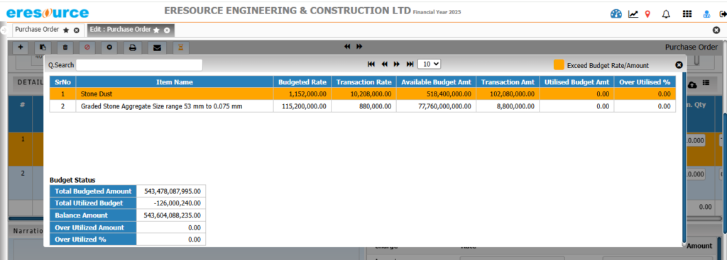 Real-time budget vs actual tracking