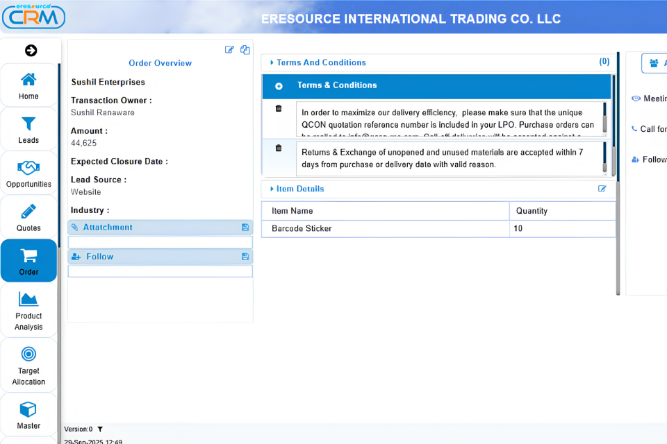 Production Scheduling dashboard